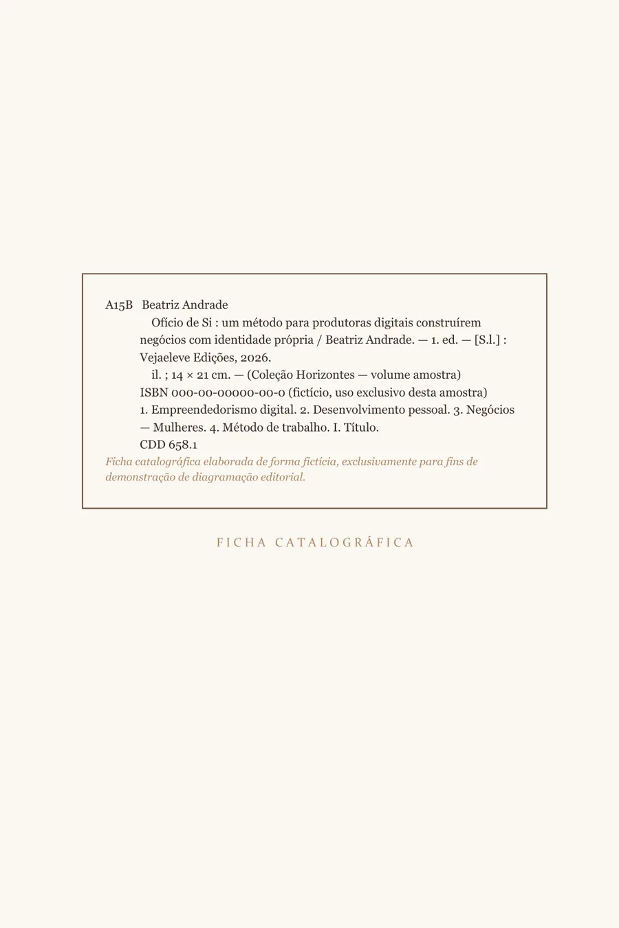 Ficha catalográfica em moldura, padrão CIP