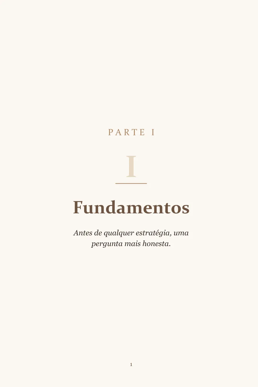 Página de abertura de parte com numeral grande